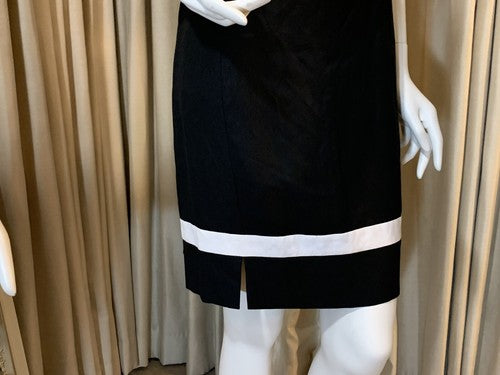 Jones New York Black White Linen Midi Sheath Dress Sz 10 NWT MSRP $96