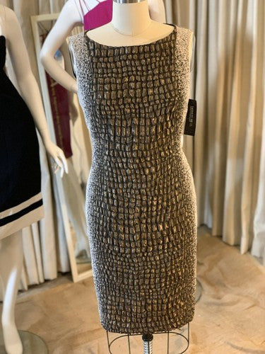 Lafayette 148 Textured Bronze Sleeveless Stretch Bodycon Dress Sz 10 MSRP $598