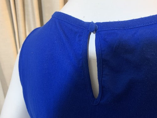 INC International Concepts Blue Ribbed Crew Neck Sleeveless Shirt Top  L Blouse