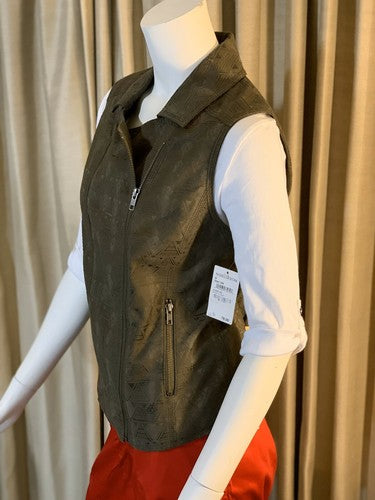 NWT Hinge Olive Tarmac Medium Vest Brown Asymmetrical Zipper Sleeveless