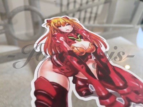 Neon Genesis Evangelion Asuka Langley Kneeling Sticker Decal