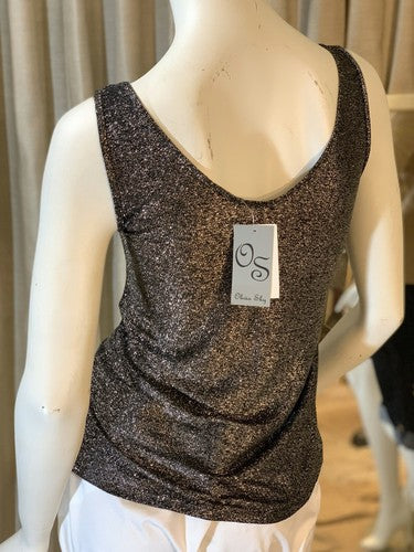 NWT Olivia Sky Women's Silver Metallic Shimmer Tank Sz M