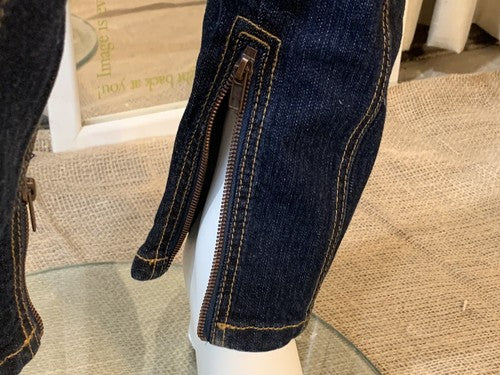 Philippe Adec Women’s Designer Indigo Blue Denim Jeans Pants Sz 6 Ankle Zip NWT