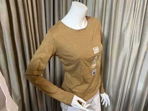 White Stag Womens Size 8 / 10 Gold Metallic Long Sleeve Shirt Crewneck Holiday