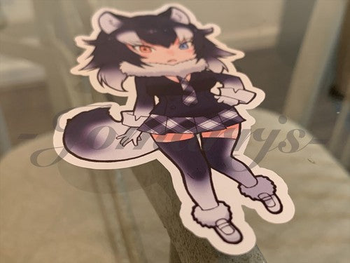 Kemono Friends - Anime - Gray Wolf Chibi Custom Sticker Decal Vinyl laptop a
