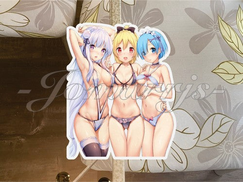 Re:Zero Starting Life in Another World Emilia Rem Felt bikini Sticker 1 Pin up