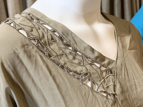 Vintage Tess Shirt Paris Milano Tan Beige Dress Shirt Classy