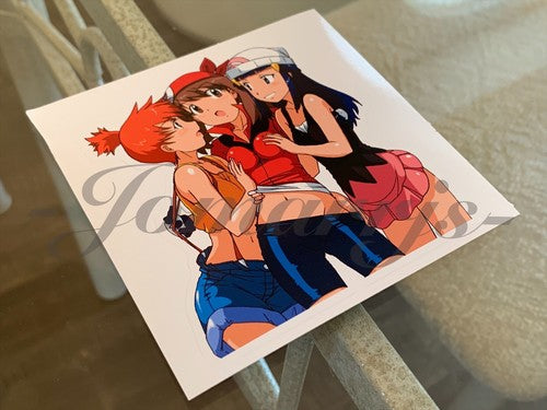 Pokemon Anime Misty Kasumi May Haruka & Dawn Hikari Sticker Decal bikini sun fun