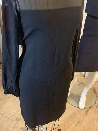 St. John Couture Collection Wool Silk Sheer Sheath Stretch Cocktail Dress - $995