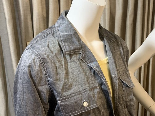 Liz Claiborne Lizwear Jean Shirt Womens Gray Size Medium Button Up Cotton