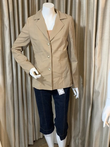 LIZ CLAIBORNE Women's Size 10 Wool 3 Button Beige Camel Tan Blazer Jacket