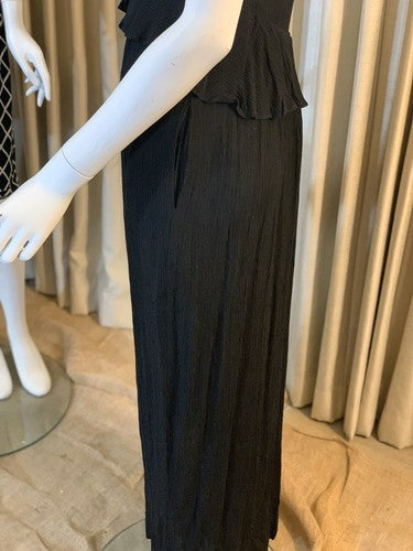 BCBG Long Black Casual Sleeveless Peplum Summer Dress Maxi Ruffle Waist - $138