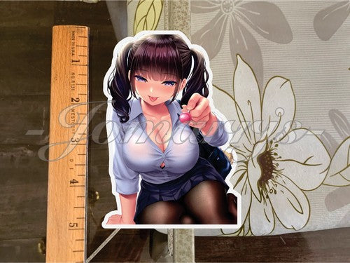 Anime Pin Up Girl 20 "Taste?" Sticker Decal fun  sexy art oppai ecchi waifu