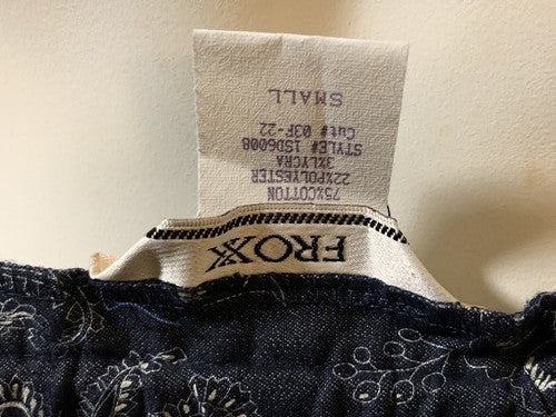 NWT Froxx Women’s Stretch Blue Floral Elastic Waist Capris Cropped Pants Size S
