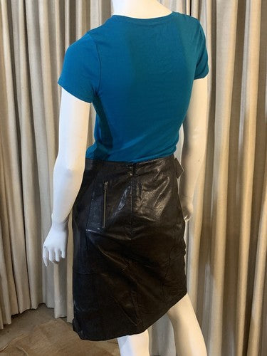 Halogen Black Genuine Luxury Fine Leather Lined Skirt Sz 10 NWT MSRP $228