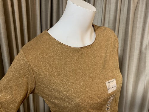 White Stag Womens Size 8 / 10 Gold Metallic Long Sleeve Shirt Crewneck Holiday