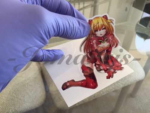 Neon Genesis Evangelion Asuka Langley Kneeling Sticker Decal