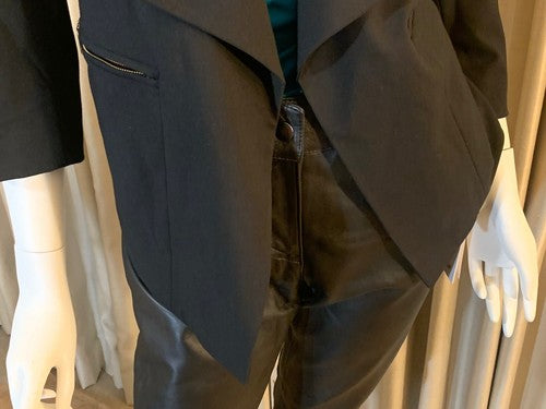 CALVIN KLEIN Black Gold Accent Open Front Drape Blazer Jacket Sz 8 NWT MSRP $129