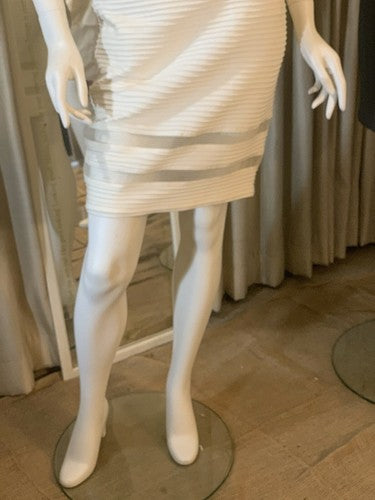 Tadashi Shoji Women’s Cocktail Ribbed Lace Sheer Ivory White Sz S NWT MSRP $348