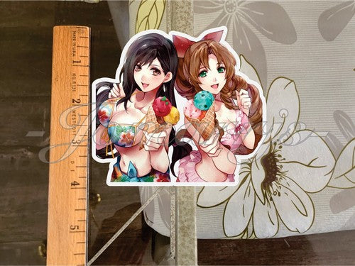 Final Fantasy 7 Anime Tifa & Aerith “Ice Cream” Bikini Sun Fun Sticker FF7 xii