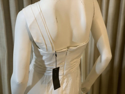 BCBGMAXAZRIA Women’s White One Shoulder Front Slit Maxi Sun Dress NWT MSRP $288