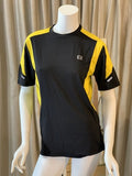 NWT LAYER 8 Black & Yellow Exercise Fitness Running Wicking Active Shirt Small
