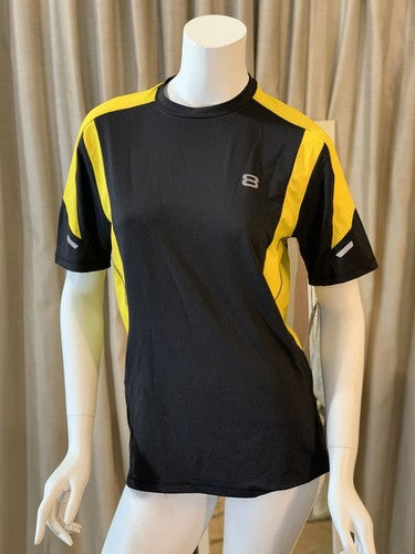 NWT LAYER 8 Black & Yellow Exercise Fitness Running Wicking Active Shirt Small