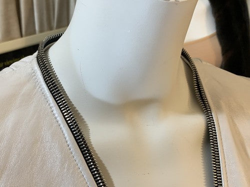 Dawn Levy White Soft Genuine Luxury Leather Designer Jacket Sz M NWT MSRP $895