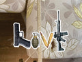 Custom Colored Weapon Love Vinyl Decal Sticker Gun Hunting Bullets Rifle ar-15