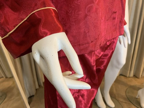 Intimate Options Long Red Nightgown Womens Long Sleeve Floral Size XL