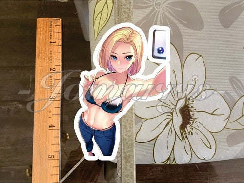 Dragon Ball Z Anime Android 18 Bikini Selfie Sun Fun Sticker Decal Vinyl DBZ