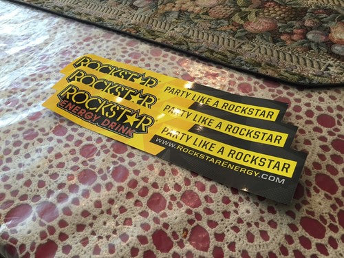 3 New Rockstar Energy Drink 13.5"x2.5" Bumper Stickers / Decals / Signs -- Rare