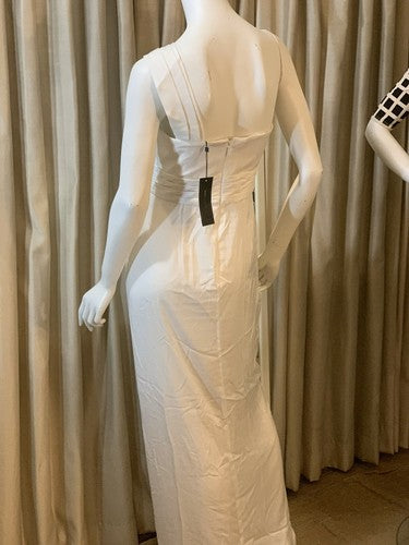 BCBGMAXAZRIA Women’s White One Shoulder Front Slit Maxi Sun Dress NWT MSRP $288