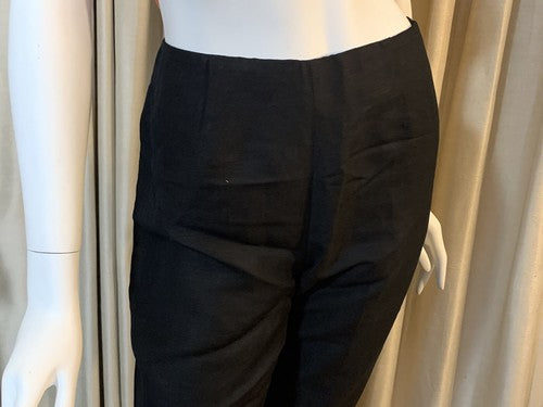 Mercer & Madison Women’s Size 6 Black Knit Linen EmbroIder Ankle Capri Pants NWT
