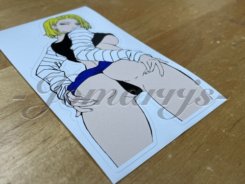 Dragon Ball Z Anime Android 18 Sticker Decal Custom slap pinup girl lewd dbz 6