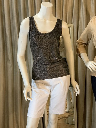 NWT Olivia Sky Women's Silver Metallic Shimmer Tank Sz M