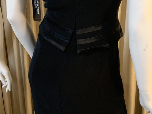 Jones New York Evening Petite Black Maxi Peplum Sheath Cocktail Dress MSRP $182