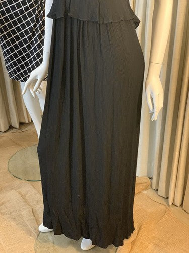 BCBG Long Black Casual Sleeveless Peplum Summer Dress Maxi Ruffle Waist - $138