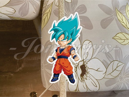 Dragon Ball Z Blue Hair Goku Chibi Sticker Vinyl Decal Comic DBZ *Sz 5”-18”*