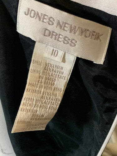 Jones New York Black White Linen Midi Sheath Dress Sz 10 NWT MSRP $96
