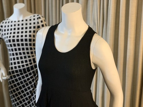 BCBG Long Black Casual Sleeveless Peplum Summer Dress Maxi Ruffle Waist - $138