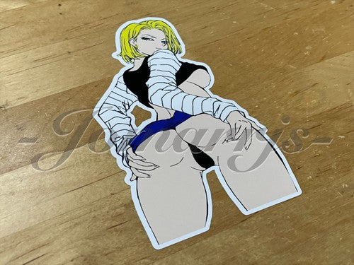 Dragon Ball Z Anime Android 18 Sticker Decal Custom slap pinup girl lewd dbz 6