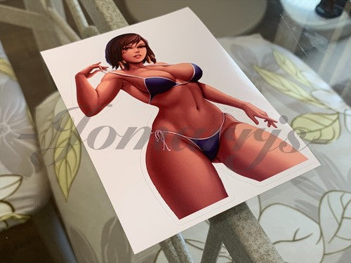 Overwatch Anime - Pharah Fareeha Amari Bikini Sun Fun Custom Sticker Decal sexy