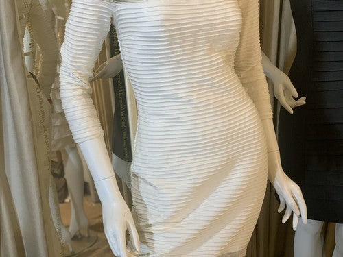 Tadashi Shoji Women’s Cocktail Ribbed Lace Sheer Ivory White Sz S NWT MSRP $348