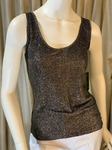 NWT Olivia Sky Women's Silver Metallic Shimmer Tank Sz M