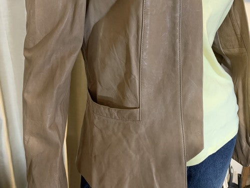 NWT Haute Hippie Women’s Light Brown Soft Lamb Leather Jacket Silk Lined Sz M