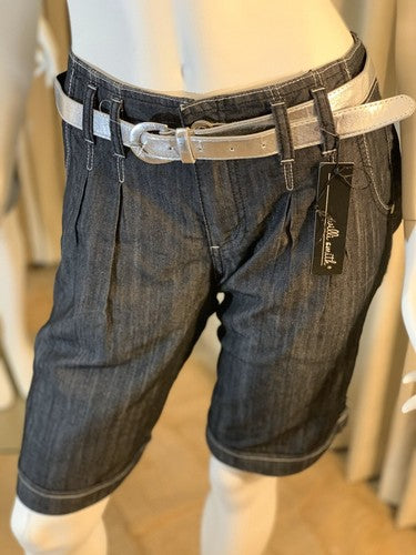 NWT WILLI SMITH Women's BLUE Denim Jeans Shorts Sz: 8 & Silver Belt