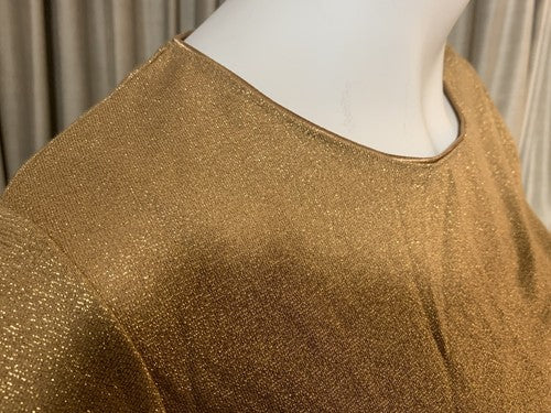 White Stag Womens Size 8 / 10 Gold Metallic Long Sleeve Shirt Crewneck Holiday