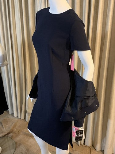 David Warren New York Women’s Navy Blue Dress & Jacket 2 Pc Set Sz 6 MSRP $158