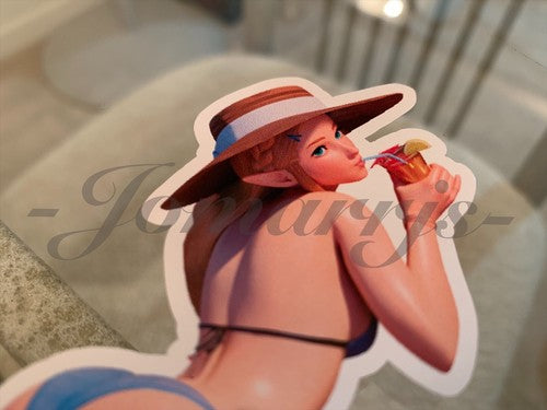The Legend Of Zelda - Anime - Princess Zelda Bikini Sun Fun Sticker Decal #1